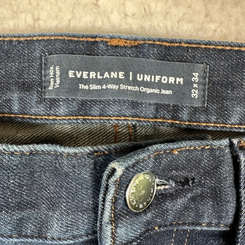 Everlane Uniform Slim Organic Cotton Jean Mens 4-Way Stretch 32x34 Dark Indigo